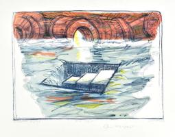 Sinkó István (1951-): Csatorna lejáró, 2004. Litográfia, papír, jelzett, számozott: 7/15. 36x50 cm.