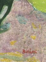 Bikácsi Daniela (1943- ): Nyári éjszaka (Széchenyi templom). Olaj, vászon. Jelezve jobbra lent. Háto...