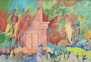 Bikácsi Daniela (1943- ): Nyári éjszaka (Széchenyi templom). Olaj, vászon. Jelezve jobbra lent. Háto...