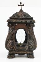 Antik temetői kandeláber. Bronz, csiszolt üveggel, hiányzó üveg 28 cm