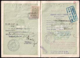 1934 Bp., a Magyar Királyság által kiállított fényképes útlevél vízumokkal / Hungarian passport