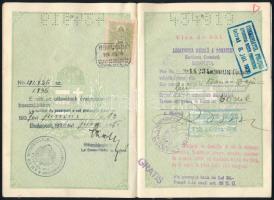 1934 Bp., a Magyar Királyság által kiállított fényképes útlevél vízumokkal / Hungarian passport