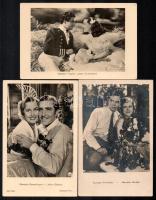 cca 1930 Külföldi színészeket ábrázoló fotólapok, némelyik felületén törésnyomok, ragasztásnyom, 9 d...