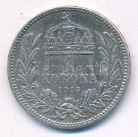 1915KB 1K Ag "Ferenc József" T:XF,VF patina Adamo K5.1