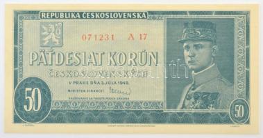 Csehszlovákia 1948. 50K három perforált lyuk "071231 A 17" T:UNC / Czechoslovakia 1948. 50 Korun with 3 perforated holes "071231 A 17" C:UNC Krause P#66