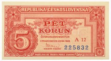 Csehszlovákia 1949. 5K három perforált lyuk "A 12 225832" T:UNC / Czechoslovakia 1949. 20 Korun with 3 perforated holes "A 12 225832" C:UNC Krause P#68