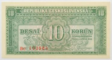 Csehszlovákia 1950. 10K három perforált lyuk "Bc 103984" T:UNC / Czechoslovakia 1950. 10 Korun with 3 perforated holes "Bc 103984" C:UNC Krause P#69