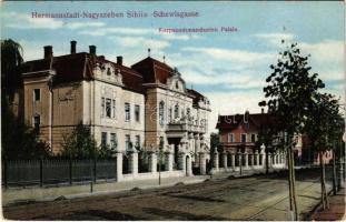 1915 Nagyszeben, Hermannstadt, Sibiu; Schewisgasse, Korpscommandanten Palaic / Hadtestparancsnokság / K.u.k. military headquarters + K.u.k. Ersatzbaon Nr. 31.