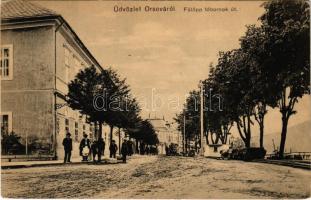 1916 Orsova, Fülöpp tábornok út, iparvasút a rakparton. Hutterer G. / street, industrial railway at the quay + K.u.k. Briefzensur Orsova (EK)