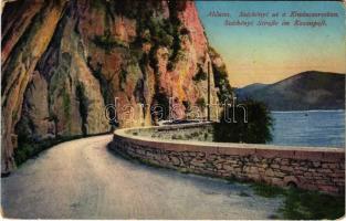 1915 Orsova, Alduna, Széchenyi út a Kazán szorosban / gorge, street (kopott sarkak / worn corners)