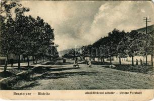 Beszterce, Bistritz, Bistrita; Alsókülvárosi sétatér. Bartha Mária kiadása / Untere Vorstadt / street (fa)