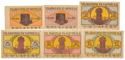 Budapest 1920. "Világítási és Vízmű R.T." 20f + 50f + 1K + 2K + 5K + 10K T:UNC,AU / Hungar...