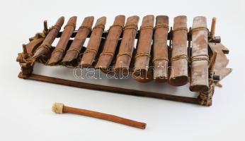Antik afrikai marimba, fa, részben működik, 57x34 cm