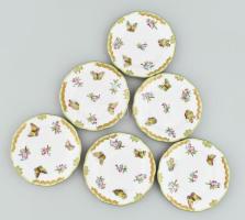 Herendi Viktória mintás porcelán süteményes készlet kis méretű (12 cm) tányérokkal. Tál d: 30 cm Kéz...