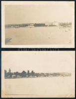 cca 1910 Balatonföldvár kikötő, yacht klub épülete társaság 4 db fotólap