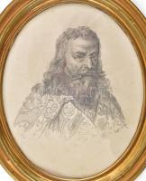 Jelzés nélkül: Nagy Károly portréja. Ceruza, papír, ovális üvegezett fakeretben, 16,5×13,5 cm
