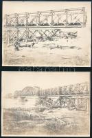 cca 1918 Isonzó vasúti híd 8 db fotó a helyreállításról Schaffer udvari fényképész felvételei 18x12 ...