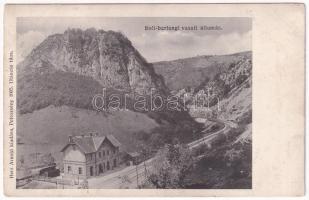 1905 Petrozsény, Petrosani; Boli barlang vasútállomás. Herz Arnold kiadása / Pestera Bolii / railway station near Bolia cave (fa)