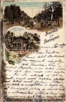 1899 (Vorläufer) Bucharest, Bukarest, Bucuresti, Bucuresci; Soseaua Kiseleff, Biserica Stavreopoleos / street view, church. Art Nouveau, floral, litho (EB)