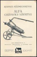 cca 1936 Kézi meghajtású Alfa Separator gazdasági szivattyú dekoratív képes termékismertető prospekt...