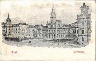 Arad, Városháza, városi vasút, vonat / town hall, urban railway, train (r)