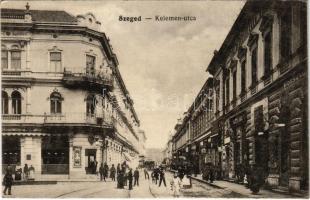 1917 Szeged, Kelemen utca, lóvasút, Pajtits János, Roszner üzlete (EK)