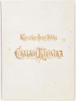 cca 1895 Családi Krónika betét a Klasszikus Arany Bibliához kitöltetlen litho lapokkal aranyozott vászon borítóval 30x40 cm