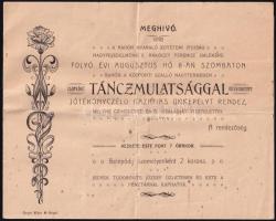 1903 Rahó, Táncmulatság meghívó, gyűrött