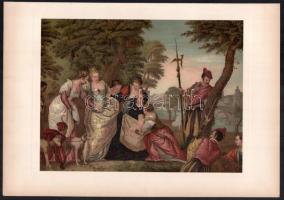 12 db metszet a Klasszikus Arany Bibliából, híres festőművészek (Veronese, Poussin, Rubens stb.) fes...