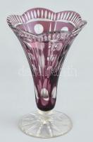 Lila-fehér kristály váza. Hibátlan m: 20 cm