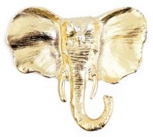 Elefántfejes aranyszínű fém bross, 6,5x6 cm