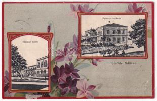 1902 Szliács, Sliac; Társalgó terem, Pannonia szálloda. Szecessziós litho / hotel, salon. Art Nouveau, floral, litho (EB)