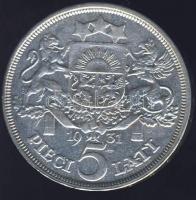 Lettország 1931. 5L Ag T:2/3+