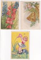 3 db régi üdvözlő képeslap / 3 pre-1955 greeting postcards