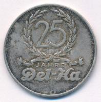 Ausztria 1933. "Del-Ka 25 éves Jubileum" jelzett Ag emlékérem (16,35g/0.900/35mm) T:XF patina, ph Austria 1933. "Del-Ka 25th Anniversary" hallmarked Ag commemorative medallion (16,35g/0.900/35mm) C:XF patina, edge error