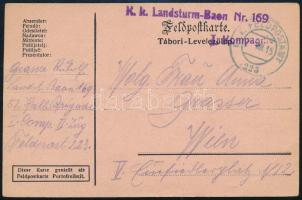 1915 Tábori posta levelezőlap "K.k. Landsturm-Baon Nr. 169." + "FP 223", 1915 Field postcard "K.k. Landsturm-Baon Nr. 169." + "FP 223"