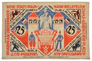 Németország / Weimari Köztársaság / Bielefeld 1921. 25M vászon T:AU / Germany / Weimar Republic / Bielefeld 1921. 25 Mark linen C:AU