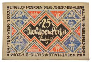 Németország / Weimari Köztársaság / Bielefeld 1921. 25M vászon T:AU /
Germany / Weimar Republic / B...