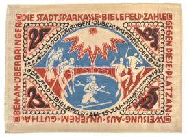 Németország / Weimari Köztársaság / Bielefeld 1921. 25M selyem, bélyegzéssel T:AU / Germany / Weimar Republic / Bielefeld 1921. 25 Mark silk, with stamp C:AU
