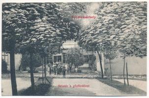 Kézdivásárhely, Targu Secuiesc; Sétatér és gőzfürdő. Gyárfás Károly kiadása / promenade and spa