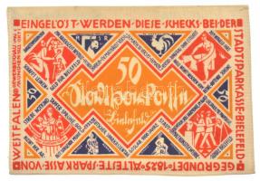 Németország / Weimari Köztársaság / Bielefeld 1921. 50M selyem, bélyegzéssel T:AU,XF ly. /
Germany ...