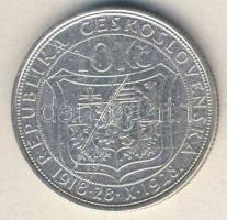 Csehszlovákia 1928. 10K Ag "10 éves a függetlenség" T:2- k