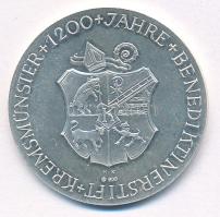 Ausztria 1977. 1200 éves a Benedekrendi Apátság, Kremsmünster jelzett Ag emlékérem (14,88g/0.900/35mm) T:AU Austria 1977. 1200th Anniversary of the Benedictine Abbey, Kremsmunster hallmarked Ag commemorative medallion (14,88g/0.900/35mm) C:AU