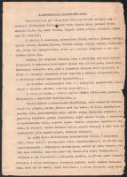 A dunapentelei nazarenusok pere, a székesfehérvári kir. törvényszéken 1875-ben lezajlott tárgyalás összefoglalása és az ítélet leírása; későbbi, gépelt átirat 8 oldalon, részben kissé sérült lapok