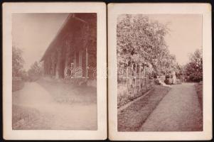 1904 Rédey, Rédeky családok erzsébetfalvai kertjében, 2 db keményhátú fotó, 13×9,5 cm