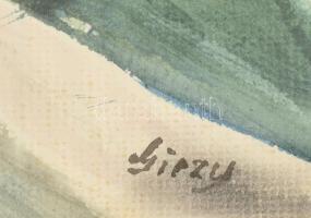 Giczy János (1933-2016): Takarók. Akvarell, papír. Jelzett Üvegezett keretben 32x50 cm