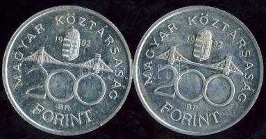 1992. 200Ft (2x) "Magyar Nemzeti Bank" Ag T:2/2+