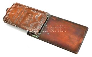 Régi notesz tartó, fém, kopott, 15,5x9 cm