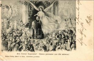 1898 (Vorläufer) Ave Caesar Imperator! Omnes precamur nos tibi salutem. Kunstverlag Mars 1848-1898 / 40th anniversary of Franz Joseph's reign / I. Ferenc József uralkodásának 40. évfordulójára (EK)