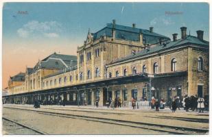 1918 Arad, Pályaudvar, vasútállomás / railway station (ázott / wet damage)